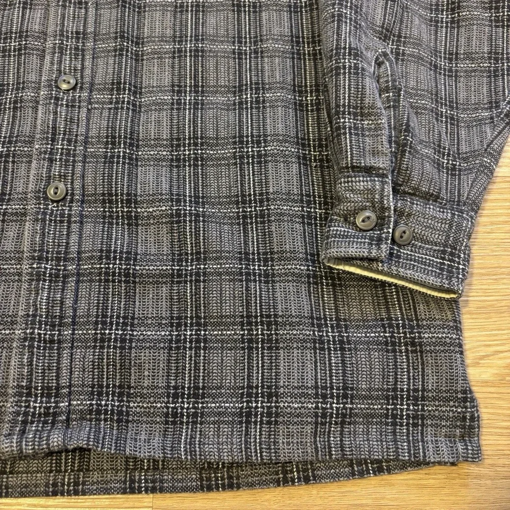 Vintage Levis Shirt Jacket Men's Small Grey Black Plaid Flannel Shacket Oversize - Picture 6 of 15